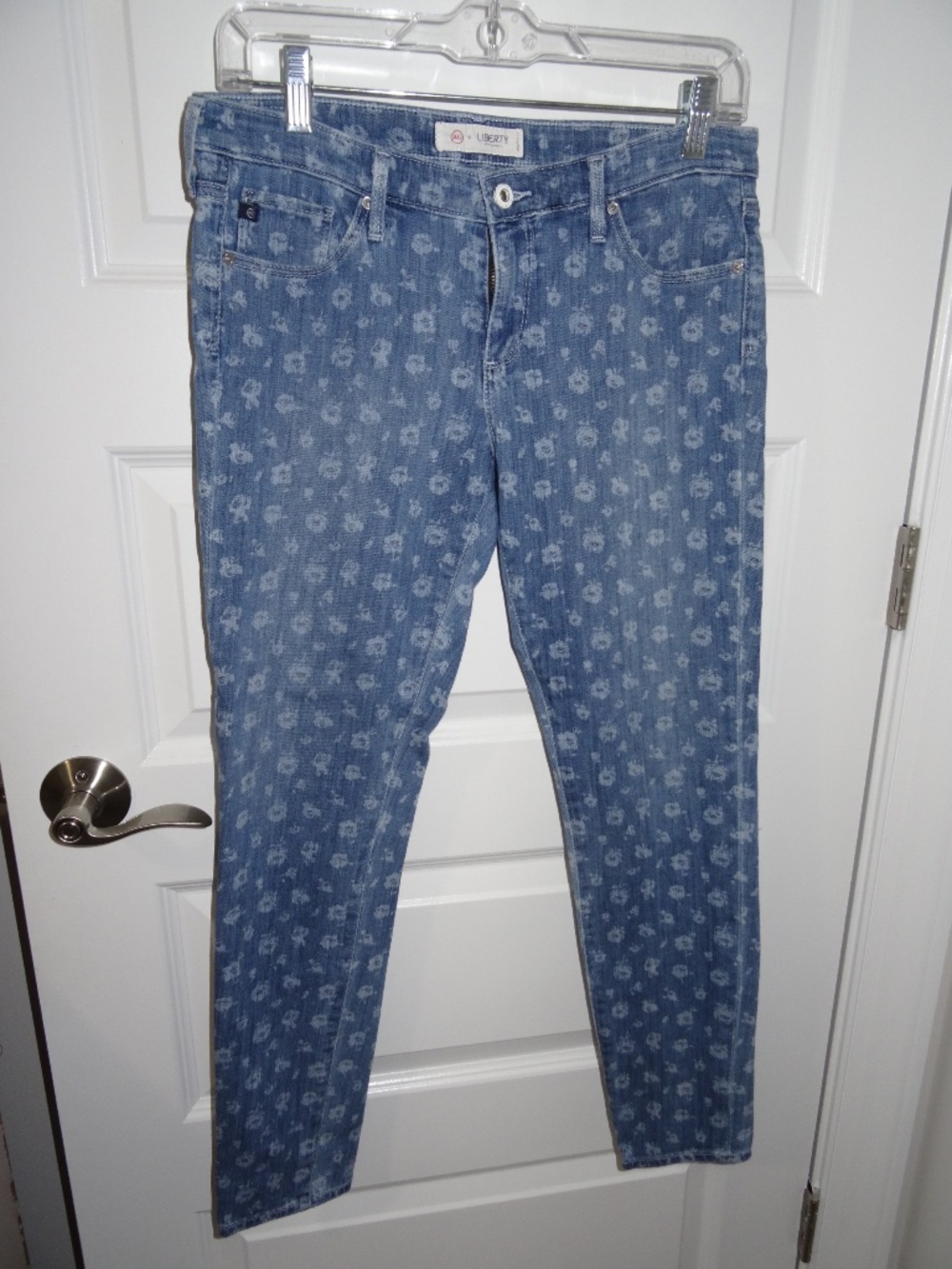AG Jeans + Liberty Fabrics Blue Floral Print Skinny Jeans Size 28 Floral Denim